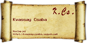 Kvassay Csaba névjegykártya